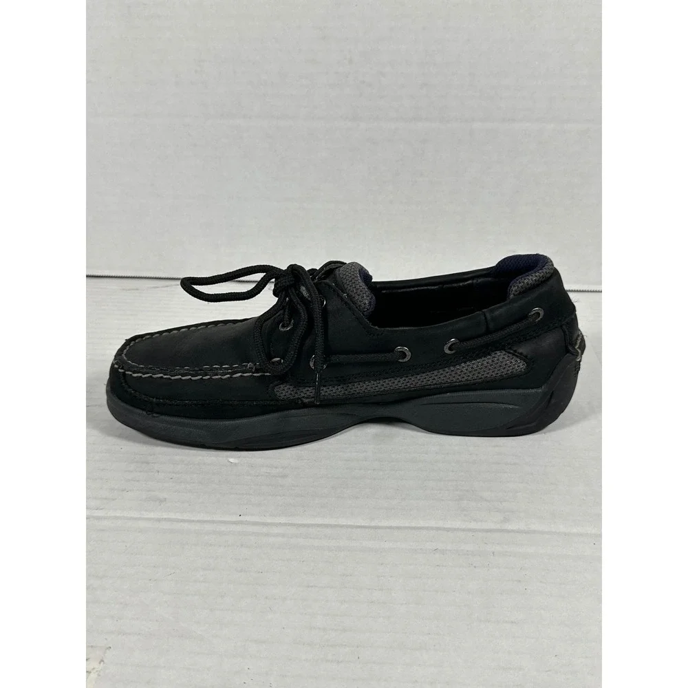 Sperry Top-Sider Mens Black Leather Boat Shoes 0773507 Size 8M Mesh Panels